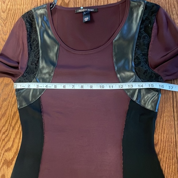 Victoria Secret midweight bodycon mini dress / faux leather / lace accents Med - Picture 12 of 13